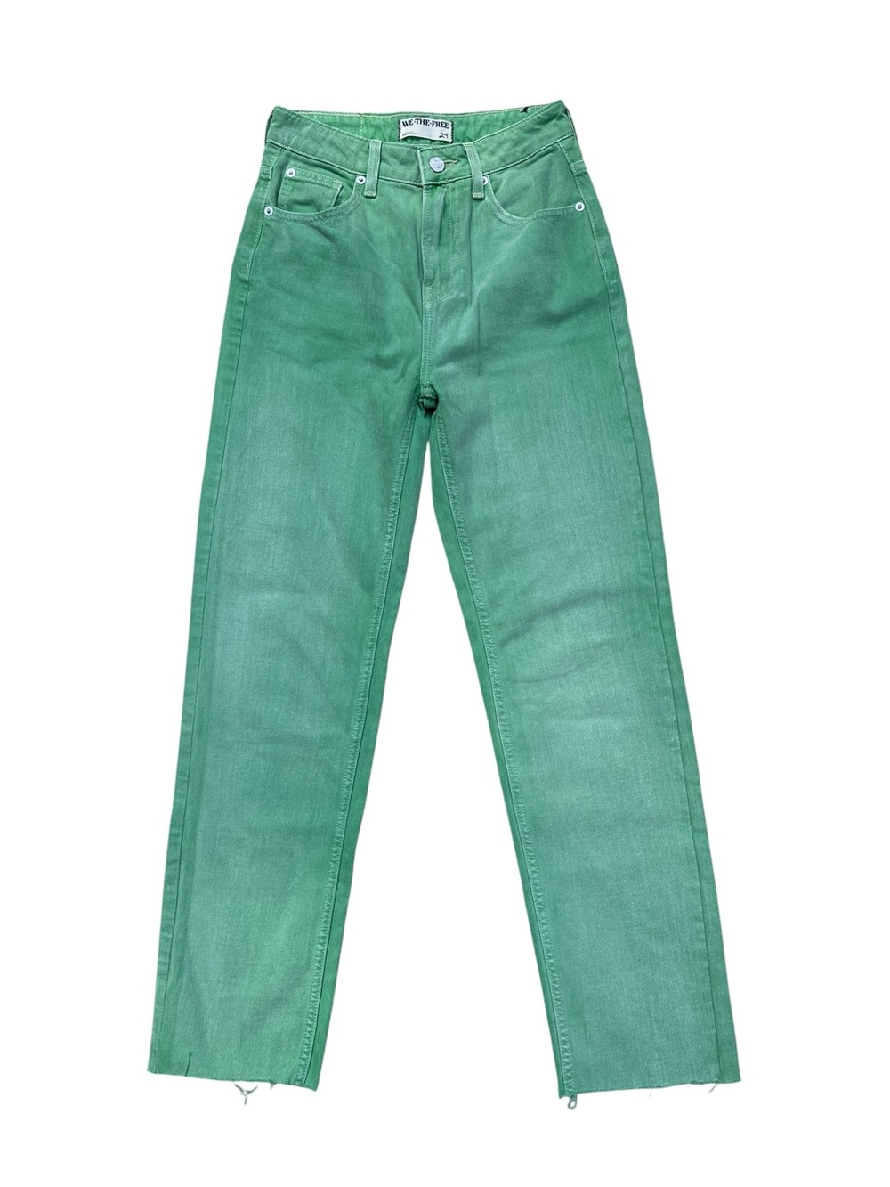 We The Free Green High Rise Straight Leg Cropped Jeans Size 24